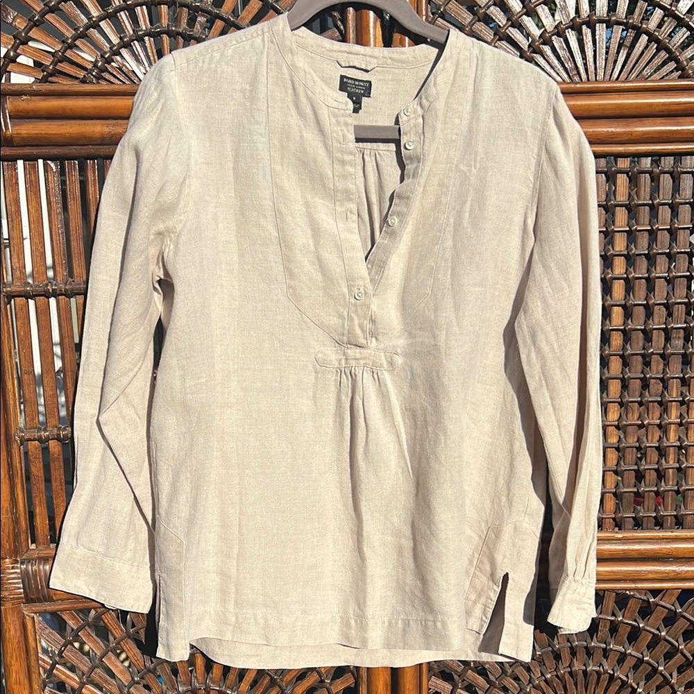J. Crew Cream Tunic with Mandarin Collar